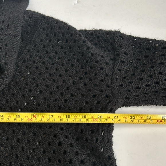 James Perse open knit long sleeve cowl neck black sweater with side slits - Picture 15 of 16